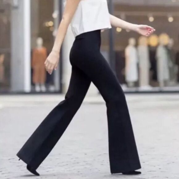 NWT SPANX 20252 The Perfect Hi Rise Flare Black Knit Ponte Pants Size L Petite - Picture 4 of 8